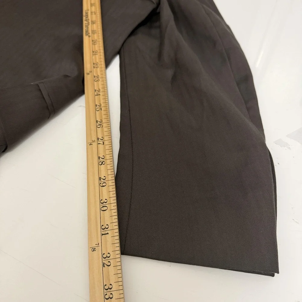 Jos A Bank Signature Suit Mens 43R Brown Wool Herringbone 2 Piece 37x30 Pants